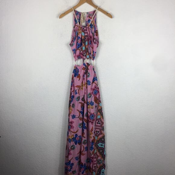 NWT ASOS DESIGN Rope Maxi Dress Size 8 Trim Cut Out Paisley Print Plunge Beach - Picture 3 of 14